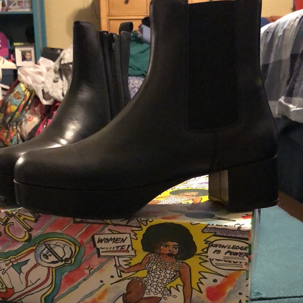 Jeffery Campbell Black Leather, Lillian Platform Boots in EUC from my closet